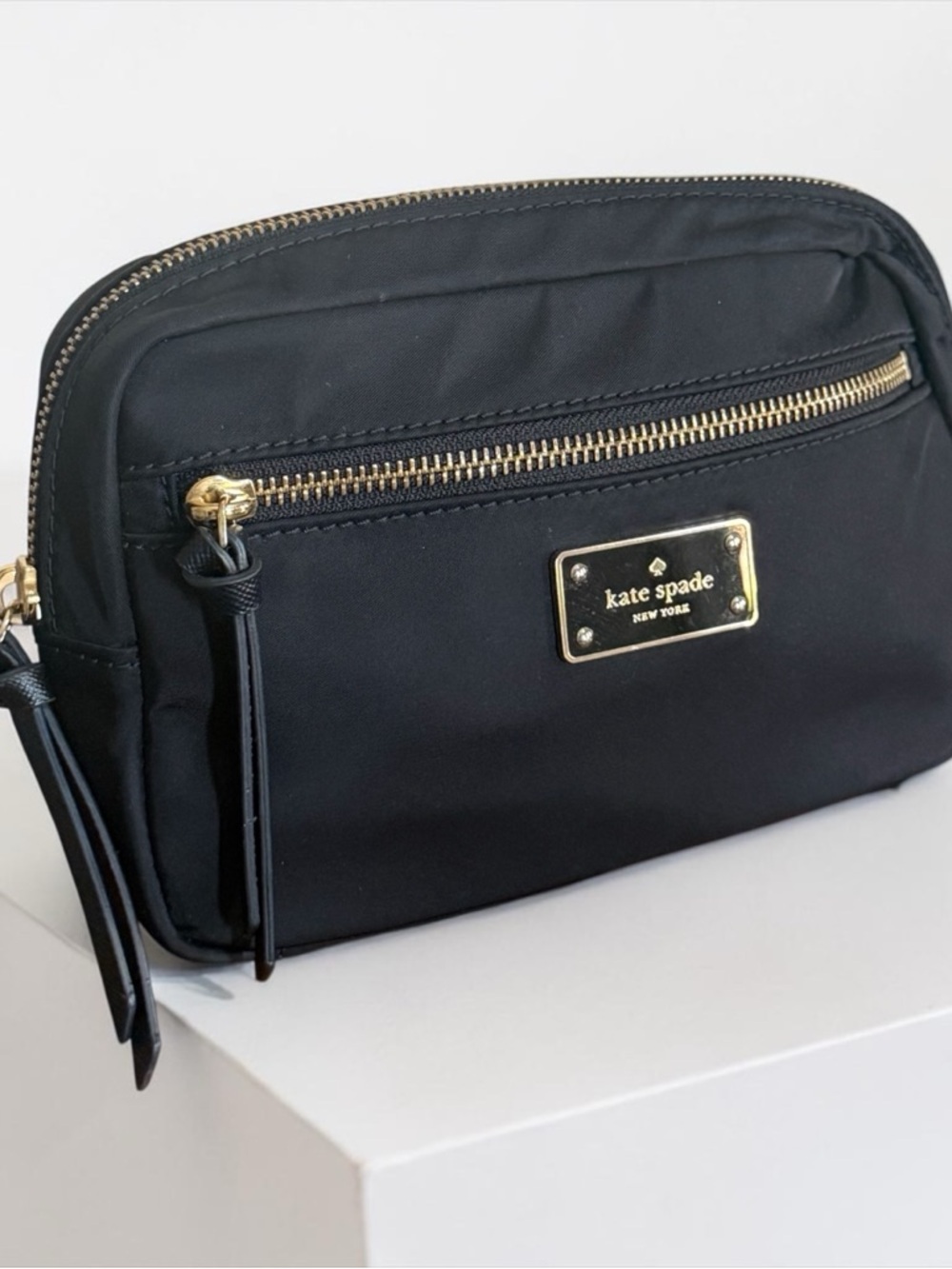 Authentic Kate Spade Black Nylon Zip Top Belt Bag Fanny Pack! One Size! - Picture 5 of 11